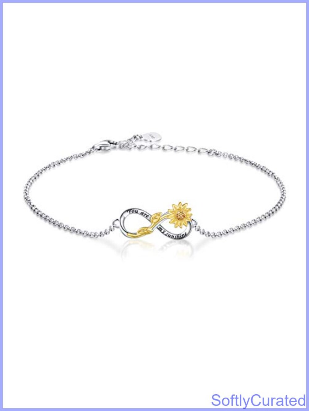Sterling Silver Sunflower Infinity Bracelet Adjustable